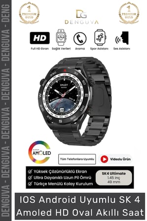 Yeni Nesil SK4 Ultimate Amoled HD Oval Ekran Spor Sağlık Sensörlü IOS Android Uyumlu Akıllı Saat