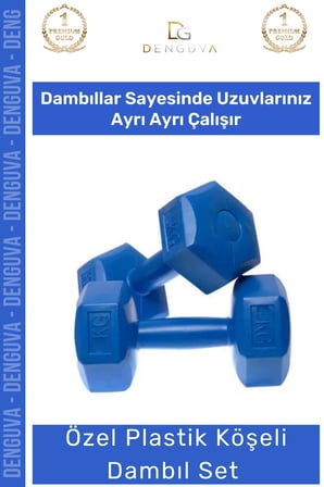 Özel Plastik Köşeli Spor Egzersiz Vücut Kas Geliştirme Fitness Ağırlık Mavi 4 Kg Dambıl Set - 2 Adet