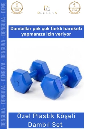 Özel Plastik Köşeli Spor Egzersiz Vücut Kas Geliştirme Fitness Ağırlık Mavi 4 Kg Dambıl Set - 2 Adet