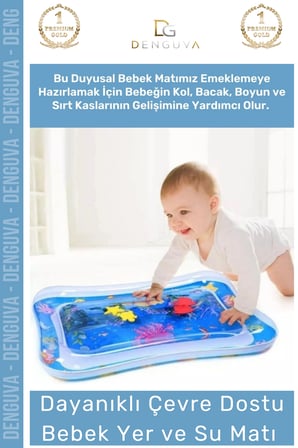 Dayanıklı Sızdırmaz Bebek Aktivite Oyuncağı BPA İçermez Emekleme Zamanı Yatak Minder Su Oyun Matı