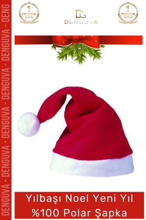 Özel Üretim Yıkanabilir Ucu Ponponlu Çocuk Yetişkin Yılbaşı Noel Baba %100 Polar Şapka 5 Adet