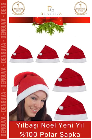Özel Üretim Yıkanabilir Ucu Ponponlu Çocuk Yetişkin Yılbaşı Noel Baba %100 Polar Şapka 5 Adet