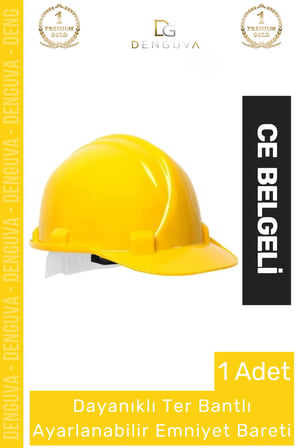 CE Belgeli Dayanıklı Ter Bantlı Ayarlanabilir Şantiye İnşaat İş Güvenliği Sarı Emniyet Bareti