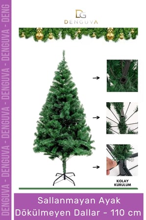 Kutulu Süsleme Seti Yılbaşı Çam Ağacı Renkli Işığı Yeni Yıl 2025 Süsleri Noel Paketi 110 Cm 110 Dal