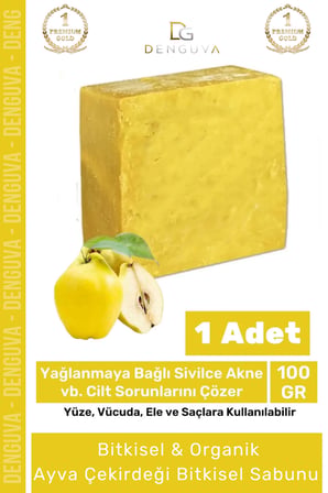 %100 Doğal Güzel Kokulu El Yüz Saç Vücut Cilt Orijinal Bitkisel Ayva Çekirdeği Sabunu 100G - 1 Adet