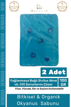 Güzel Kokulu El Yüz Saç Vücut Cilt Orijinal Bitkisel Nazar Boncuklu Okyanus Sabunu 100G - 2 Adet