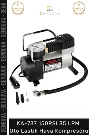 Özel Üretim 12V Güçlü Metal Gövde Taşınabilir Pompa KA737 150PSI 35 LPM Oto Lastik Hava Kompresörü