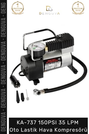 Özel Üretim 12V Güçlü Metal Gövde Taşınabilir Pompa KA737 150PSI 35 LPM Oto Lastik Hava Kompresörü