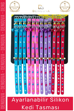 #Petshop Yumuşak Konforlu Ayarlanabilir Şık Dayanıklı Su Geçirmez Esnek Hafif Silikon Kedi Tasması