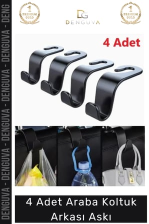 #Askı Araç İçi Düzen Güvenlik Çanta Poşet Askısı Dayanıklı Pratik Montaj 4 Adet Araba Koltuk Arkası Askı
