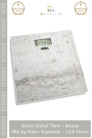 Hassas Banyo Sinbo Dijital Tartı Beyaz Renk 180 kg Maks Kapasite LCD Ekran