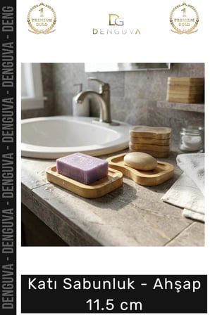 Bambu Su Süzgeçli Banyo Mutfak Doğal Hijyenik Dayanıklı Katı Sabunluk Ahşap 11.5 cm