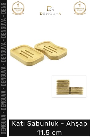 Bambu Su Süzgeçli Banyo Mutfak Doğal Hijyenik Dayanıklı Katı Sabunluk Ahşap 11.5 cm