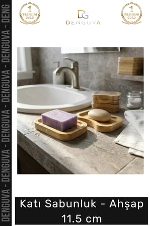Bambu Su Süzgeçli Banyo Mutfak Doğal Hijyenik Dayanıklı Katı Sabunluk Ahşap 11.5 cm