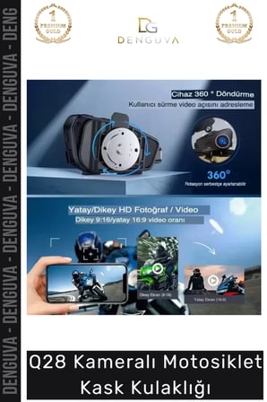 #Kulaklık 1080P HD Bluetooth Intercom Gürültü Engelleme Su Geçirmez Q28 Kameralı Motosiklet Kask Kulaklığı