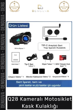 #Kulaklık 1080P HD Bluetooth Intercom Gürültü Engelleme Su Geçirmez Q28 Kameralı Motosiklet Kask Kulaklığı