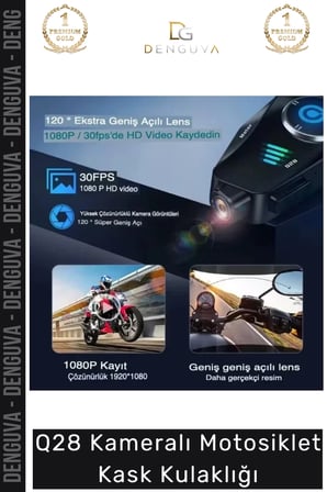 #Kulaklık 1080P HD Bluetooth Intercom Gürültü Engelleme Su Geçirmez Q28 Kameralı Motosiklet Kask Kulaklığı