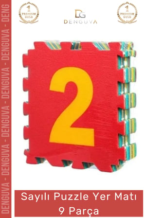 #YerMatı Çocuk Oyun Eğitim Güvenli EVA Darbe Emici Canlı Renkler 9 Parça Sayılar Puzzle Yer Matı