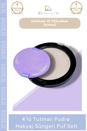 #Kozmetik Yumuşak Dokulu Profesyonel Kapatıcı Aplikatörü 4'lü Tutmalı Pudra Makyaj Süngeri Puf Set