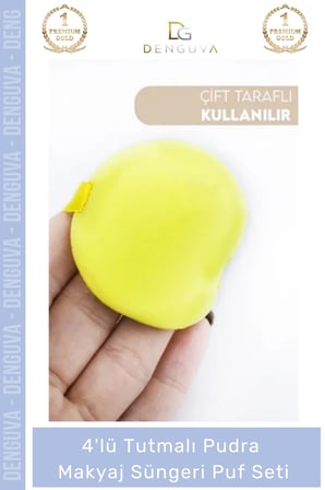 #Kozmetik Yumuşak Dokulu Profesyonel Kapatıcı Aplikatörü 4'lü Tutmalı Pudra Makyaj Süngeri Puf Set
