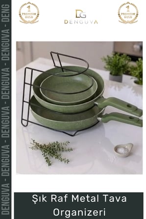 #Organizer Mutfak Dolabı İçi Çok Katlı Yer Tasarrufu Sağlayan Dayanıklı Siyah Modern Şık Raf Metal Tava Organizeri