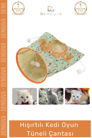 #KediOyuncağı İnteraktif Katlanabilir Peluş Fare Oyuncaklı Kirpi Hışırtılı Kedi Oyun Tüneli Çantası
