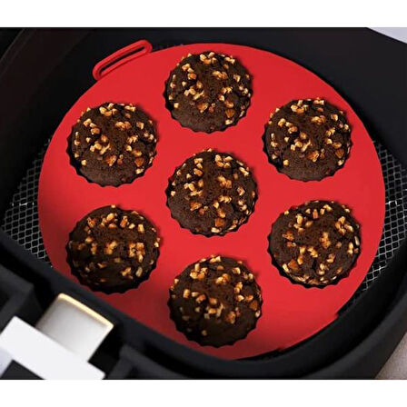 CREARTHOME Airfryer Pişirme Kabı 20x5 Cm Tüm Airfryer'lere Uyumlu KIRMIZI DÜZ SİLİKON