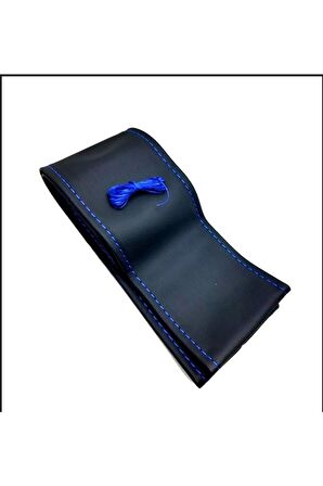 Toyota Corolla 2007-2012 Uyumlu Dikmeli Direksiyon Kılıfı Mavi Ipli (38×10.5CM)