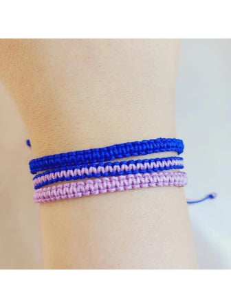 Crystal Ateliar Unisex Makrome İp Bileklik Lila ve Lacivert Renk Çift Sevgili Kombin