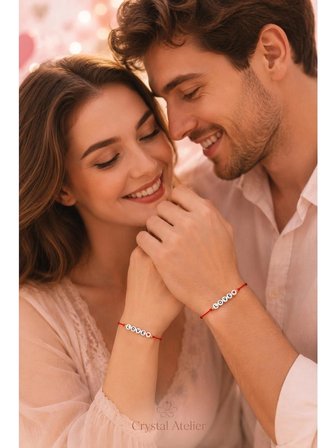 Love Yazılı Kalpli Kırmızı Ip Sevgili Çift Bilekliği 2’li Ayarlanabilir Set