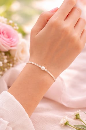 Crystal Ateliar Beyaz İnci Makrome Bileklik