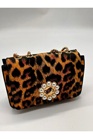Klasik Casual Leopar  Kadın El Çantası