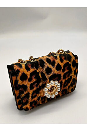 Klasik Casual Leopar  Kadın El Çantası