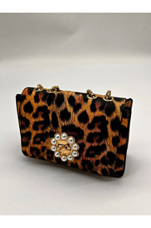 Klasik Casual Leopar  Kadın El Çantası