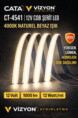 CATA CT-4541 4000K COB ŞERİT LED 12 VOLT