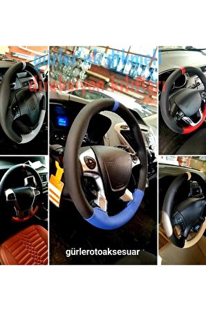 Ford Transit Custom Uyumlu Deri Dikmeli Direksiyon Kılıfı Iki Renkli Yüzüklü Kahverengi A Plus