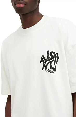 Erkek Baskılı Oversize T-shirt - Beyaz