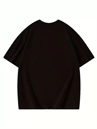 Thousand Ön Arka Baskılı Oversize Bisiklet Yaka T-shirt - Siyah
