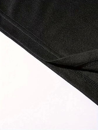 Benzersiz Sırt Baskılı Erkek Sokak Stili Bol Tişört - Nefes Alabilir Polyester, Makinede Yıkanabilir - Siyah