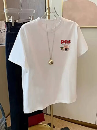 Erkek Oversize Tişörtü  Popeye the Sailor Retro Vintage Ispanak | Hediye olarak idealdir, farklı boyutları mevcuttur. - Beyaz