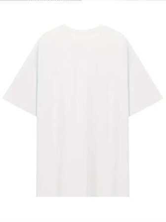 [Günlük T-Shirt] Hafif Kadın Günlük T-Shirt | Bol Kesim, Kısa Kollu, Yuvarlak Yaka, Eğlenceli Karikatür Ayı ve "Umrumda Değil" Baskı - Günlük Stil, İlkbahar/Yaz- Beyaz