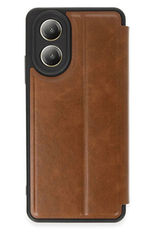 Oppo A38 Kılıf Flip Cover - Taba