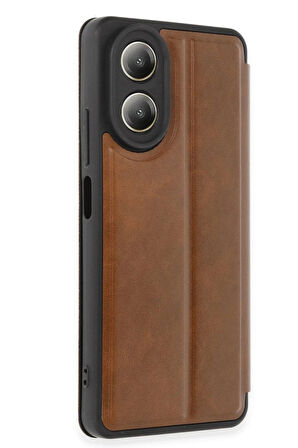 Oppo A38 Kılıf Flip Cover - Taba