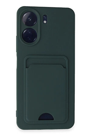 Xiaomi Redmi 13C Kılıf Kelvin Kartvizitli Silikon - Koyu Yeşil