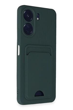 Xiaomi Redmi 13C Kılıf Kelvin Kartvizitli Silikon - Koyu Yeşil