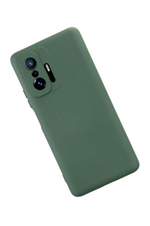 Xiaomi Mi 11T Pro Kılıf Nano içi Kadife Silikon - Koyu Yeşil