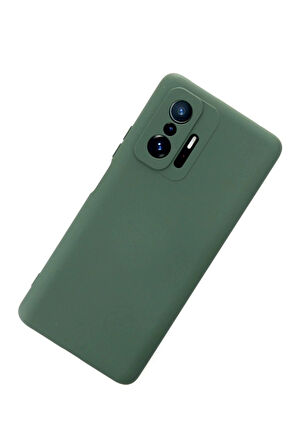 Xiaomi Mi 11T Pro Kılıf Nano içi Kadife Silikon - Koyu Yeşil