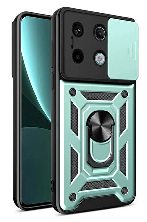 Xiaomi Poco X6 Pro Kılıf Pars Lens Yüzüklü Silikon - Yeşil