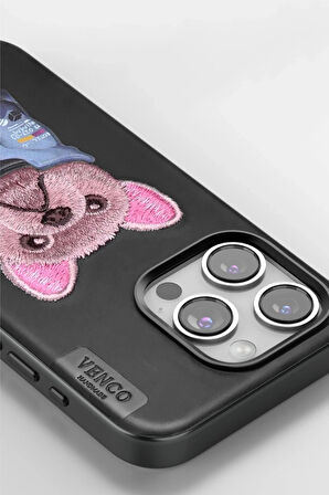 Venco iPhone 15 Pro Cute Desenli Kapak - Siyah