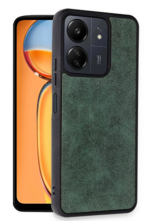 Xiaomi Redmi 13C Kılıf Aras Deri Kapak - Koyu Yeşil